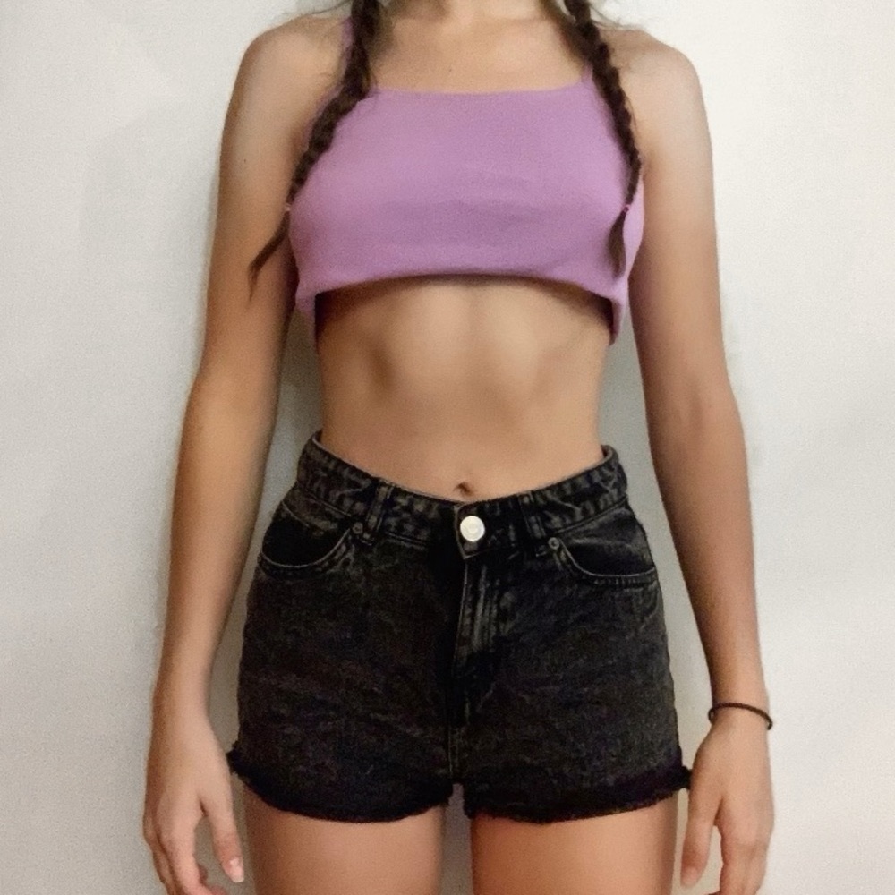 High Waisted Black Jean Shorts